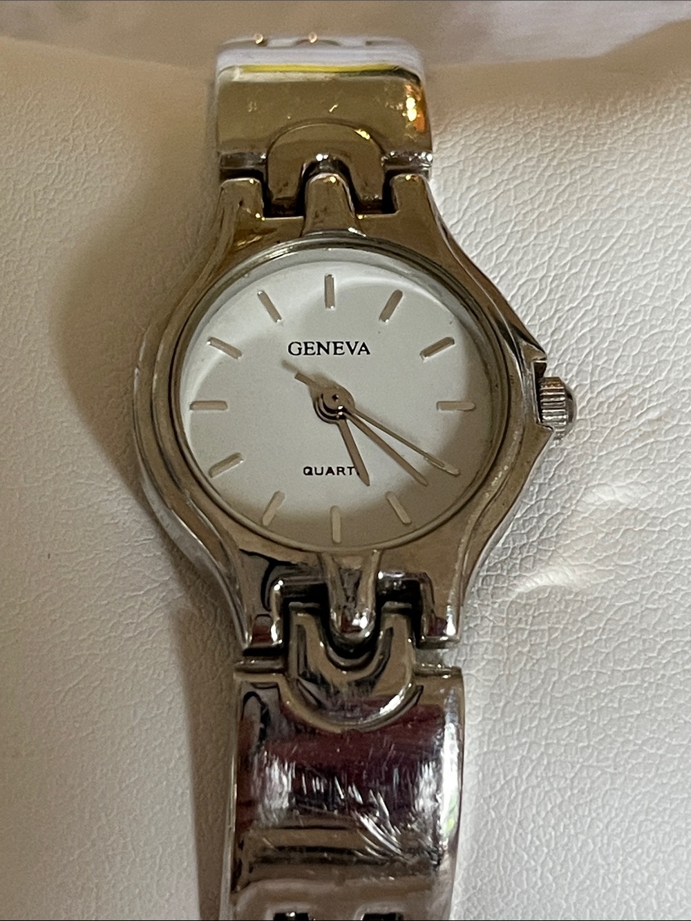 Geneva Silver Women's Bracelet Watch with White Dial